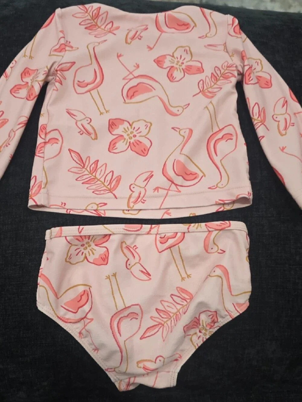 Carter's Pink Flamingo Print Long-Sleeve Rashguard Set
